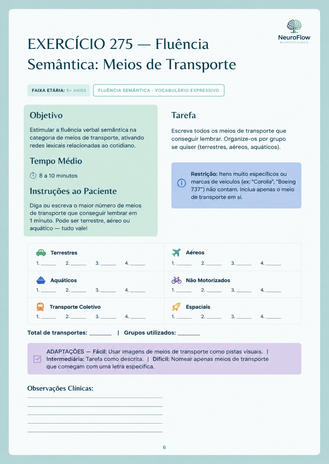 Exemplo de exercício de neuropsicologia 1