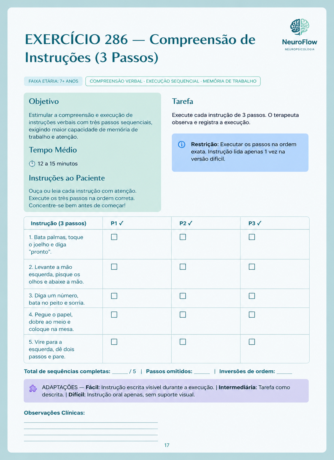Exemplo de exercício de neuropsicologia 3