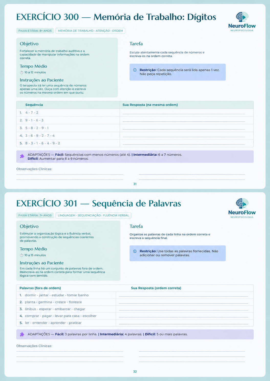 Exemplo de exercício de neuropsicologia 7